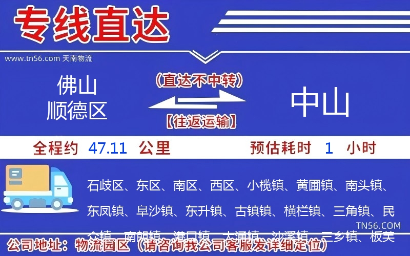 佛山顺德区到中山物流公司 佛山顺德区到中山物流公司