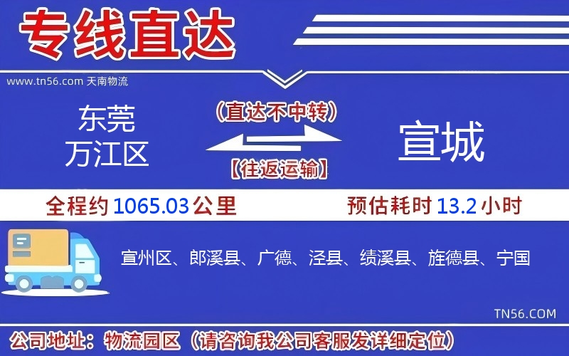 东莞万江区到宣城物流公司