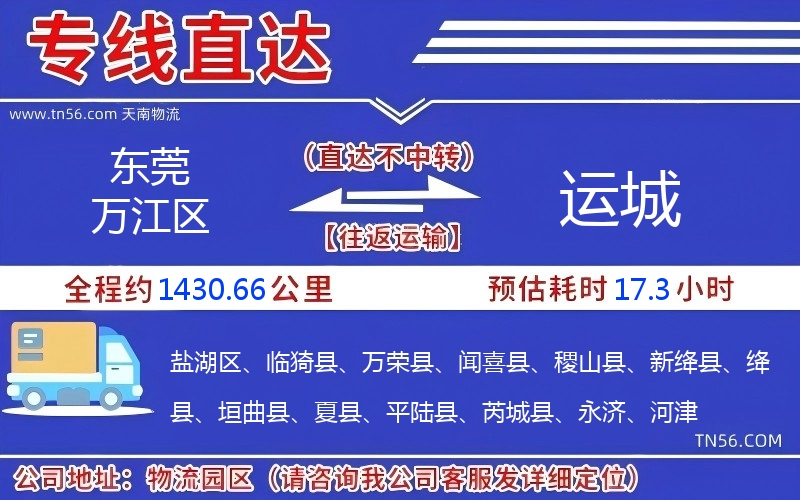 东莞万江区到运城物流公司