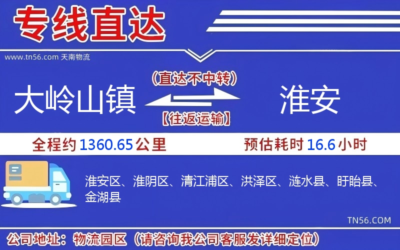 大岭山镇到淮安物流公司