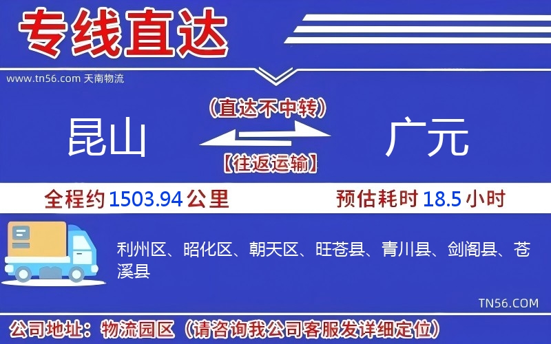 昆山到广元物流公司 昆山到广元物流公司