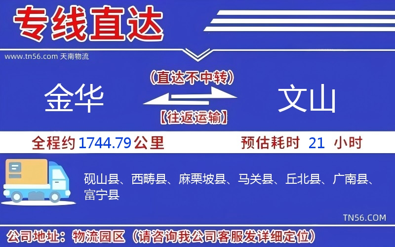 金华到文山物流公司 金华到文山物流公司